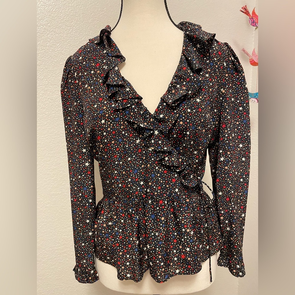 Madewell Ruffle Wrap Tie Waist Top